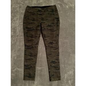 Teez Her Jegging Pants Women's L Green Camo Cotton Stretch High Waist Pull On